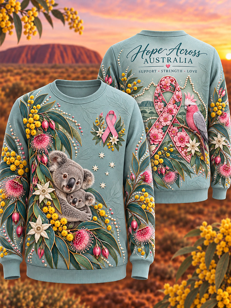 Women's Breast Cancer Awareness in Australia Round-Neck Long-Sleeve T-Shirt