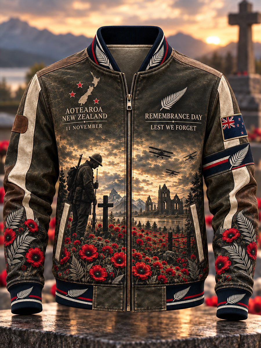 Men's New Zealand Veteran Remembrance Day Printed Monkey Jacket