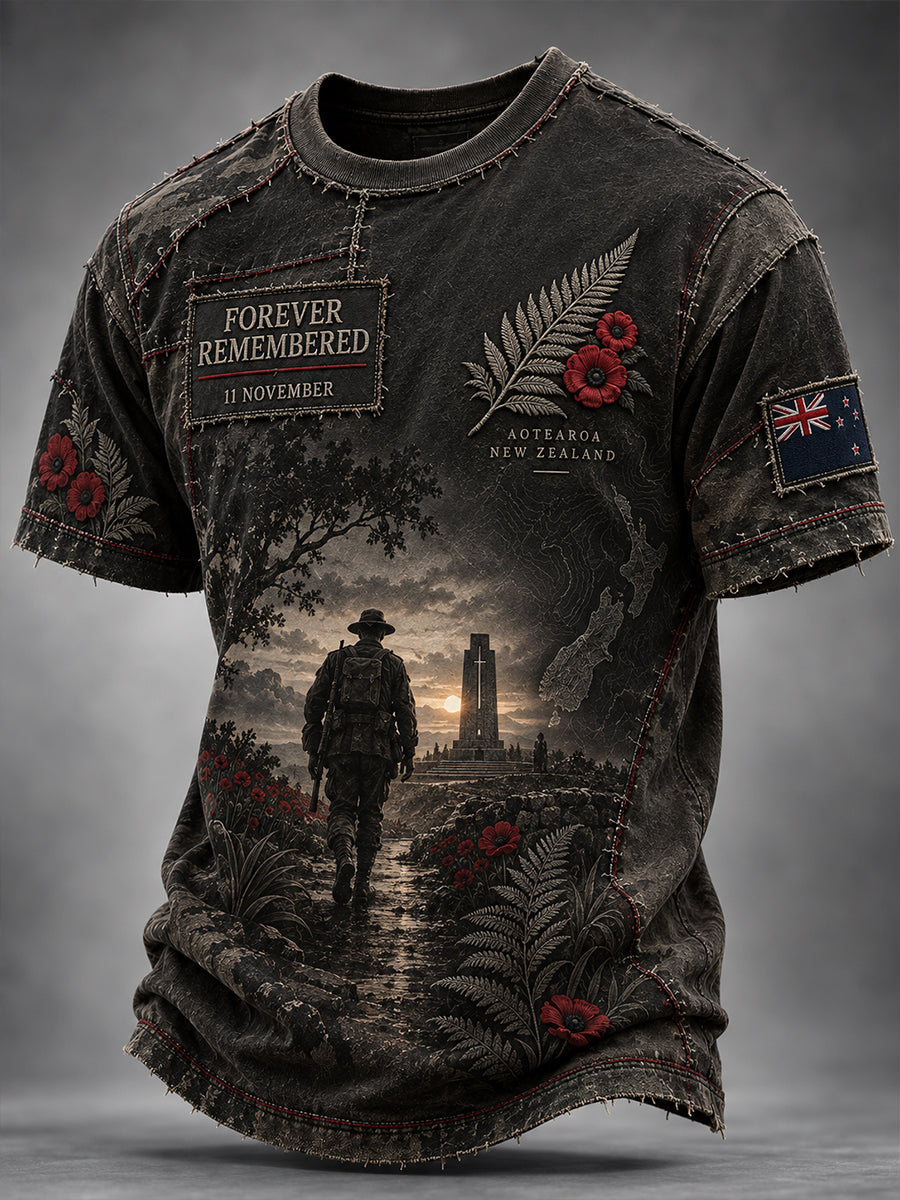 Men's New Zealand Veteran Remembrance Day Short Sleeve T-Shirt
