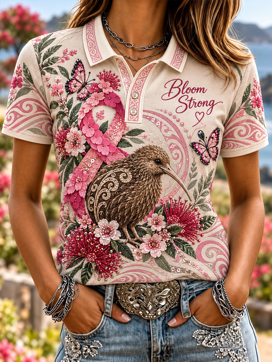 Women's New Zealand Veteran Breast Cancer Awareness Polo T-Shirt