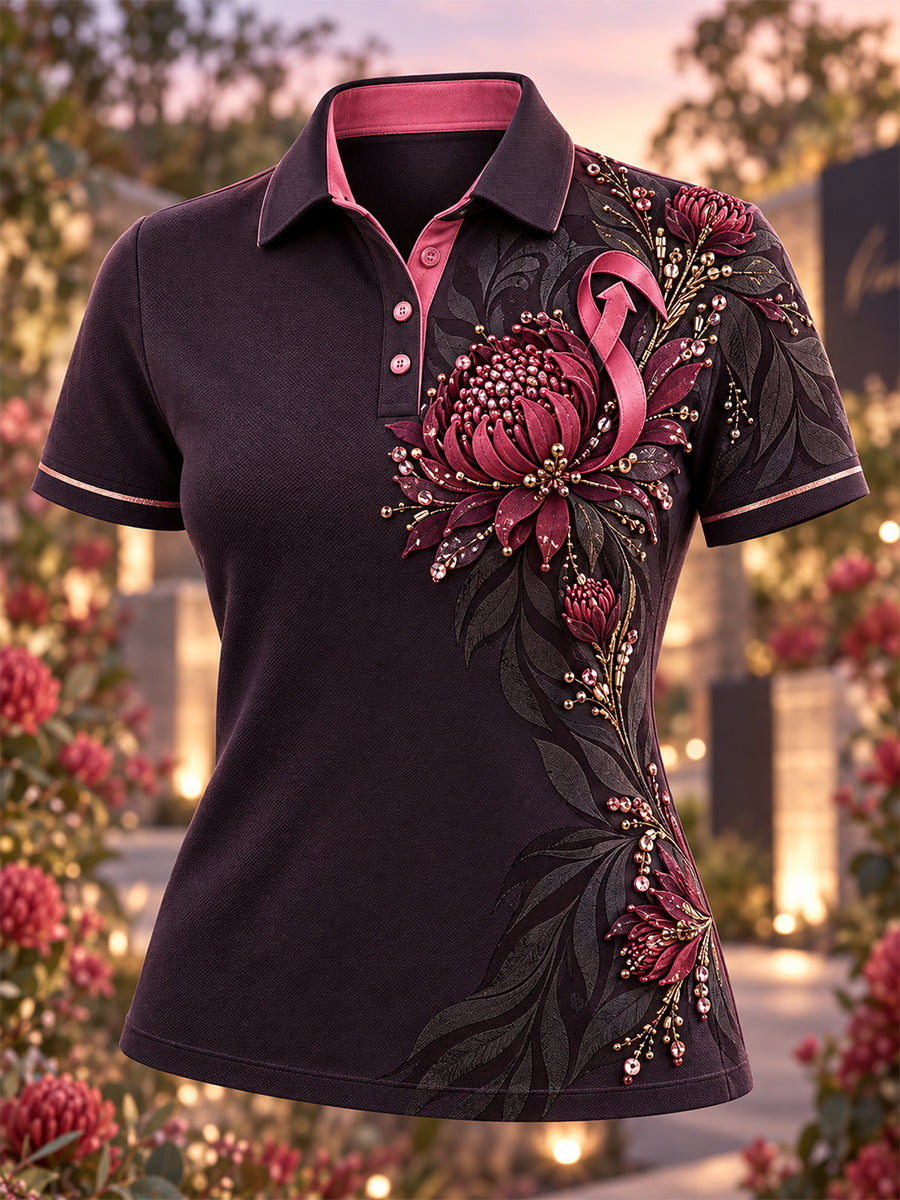 Women's Australian Breast Cancer Awareness Polo T-Shirt