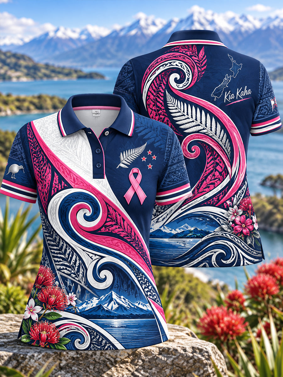 Women's New Zealand Breast Cancer Awareness Polo T-Shirt
