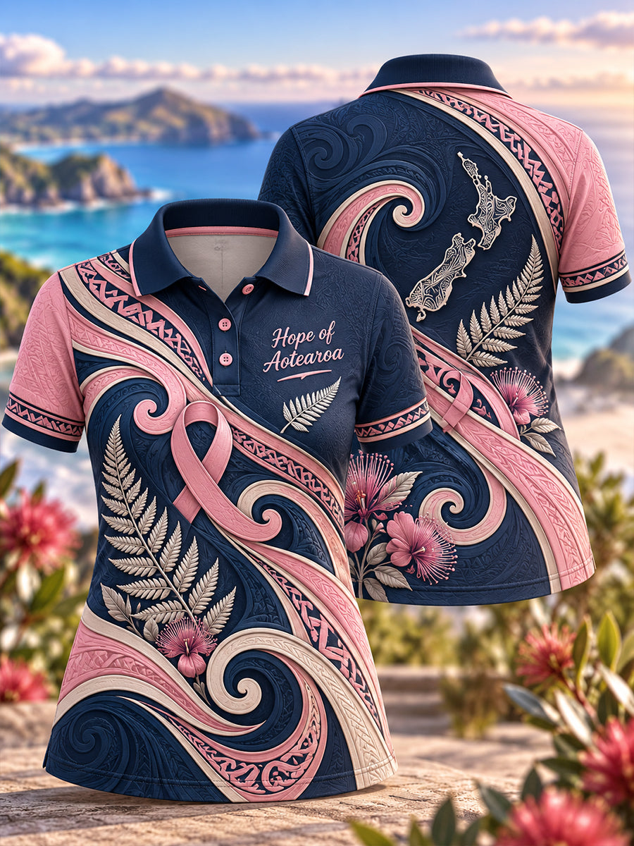 Women's New Zealand Veteran Breast Cancer Awareness Polo T-Shirt