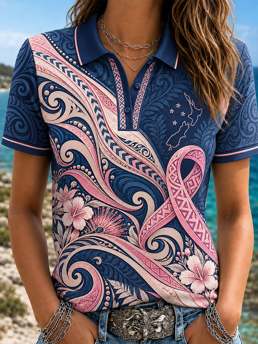 Women's New Zealand Veteran Breast Cancer Awareness Polo T-Shirt