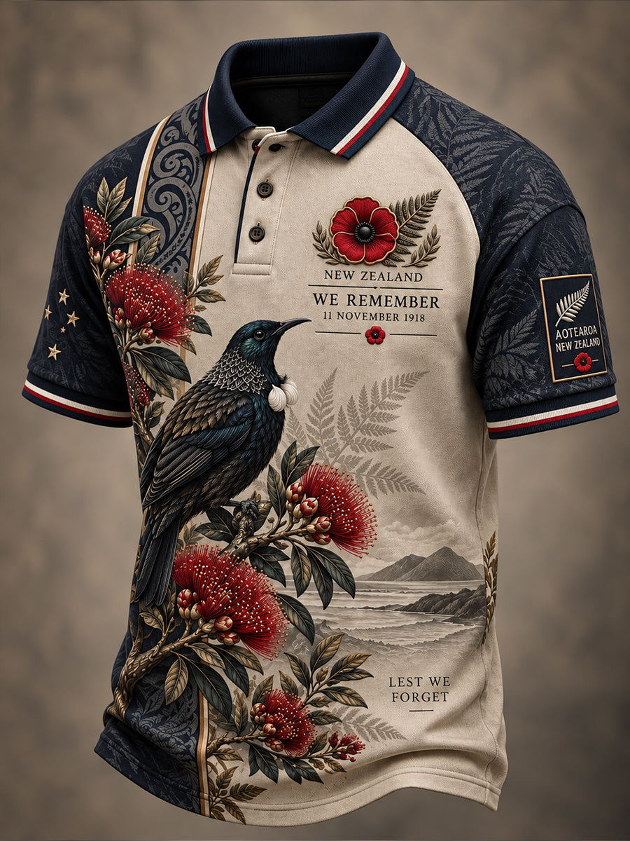 Men's New Zealand Veteran Remembrance Day Short Sleeve Shirt