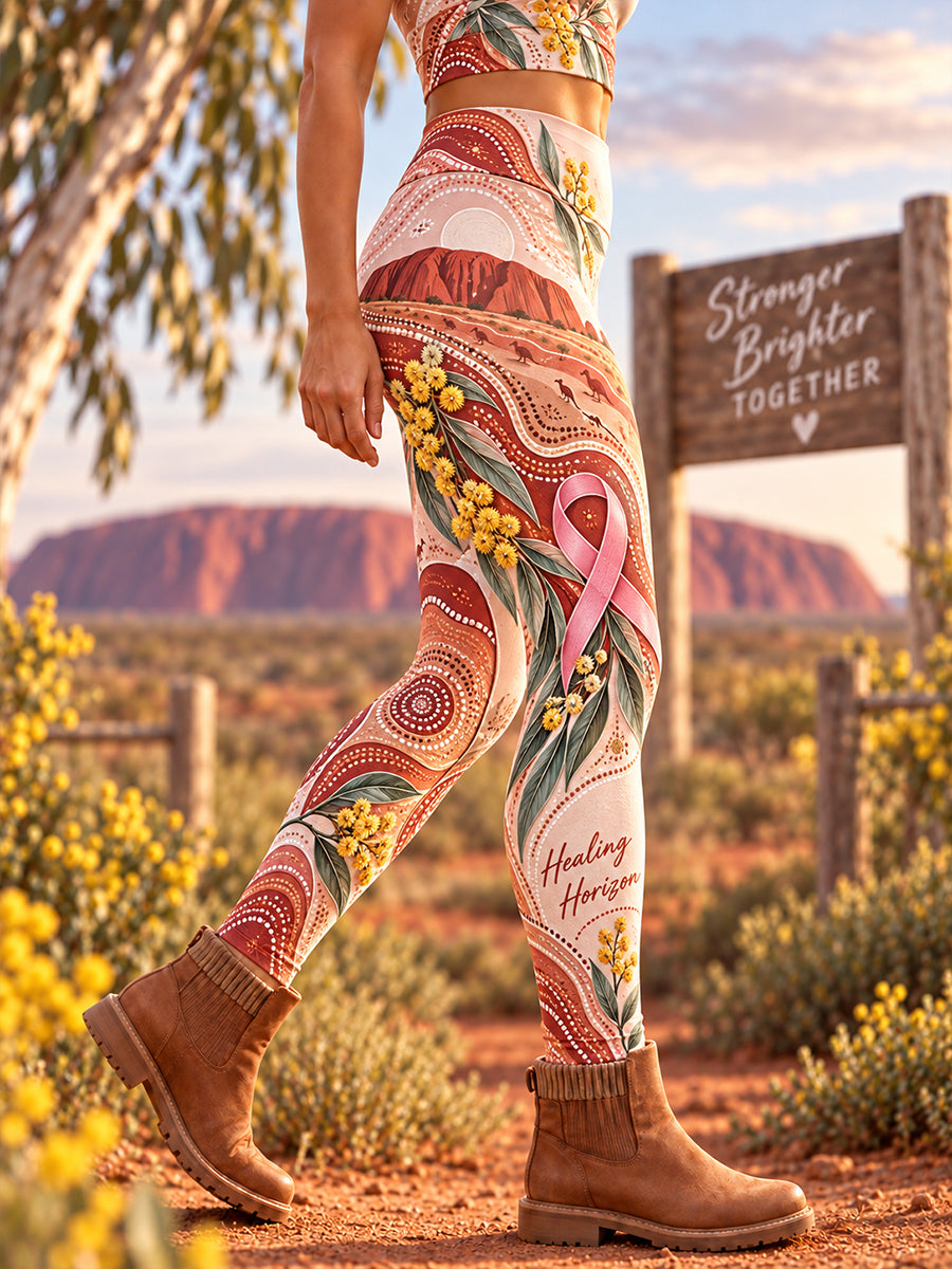 Women's Australian Breast Cancer Awareness High-Waisted Slim Fit Casual Leggings