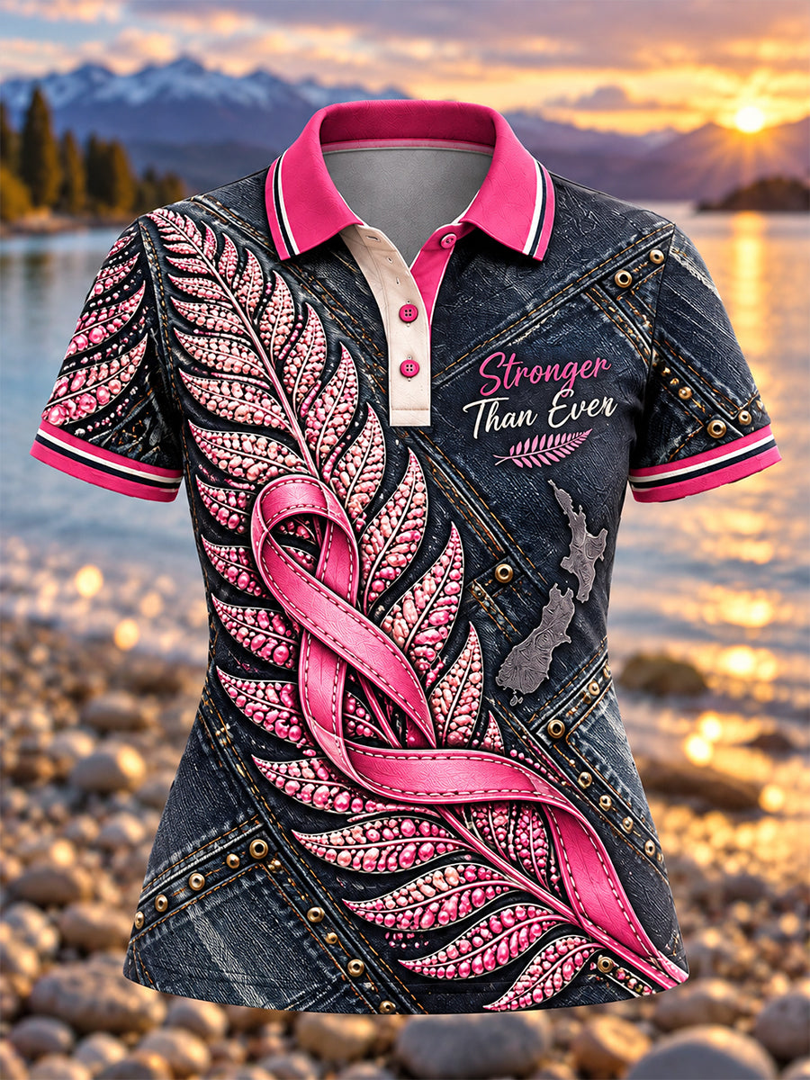 Women's New Zealand Breast Cancer Awareness Polo T-Shirt