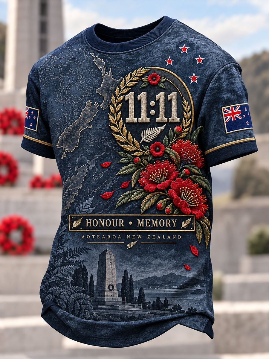 Men's New Zealand Veterans Remembrance Day Short Sleeves T-Shirt