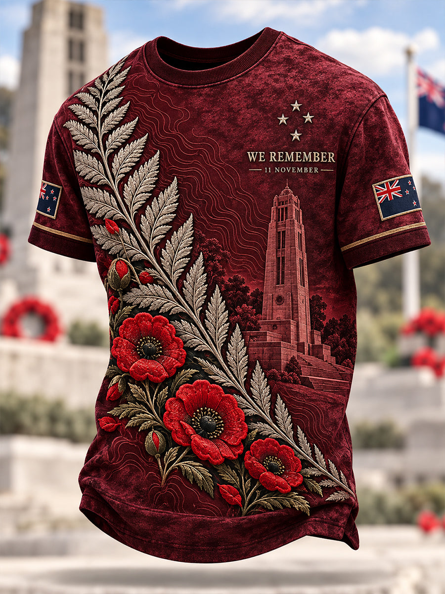 Men's New Zealand Veterans Remembrance Day Short Sleeves T-Shirt