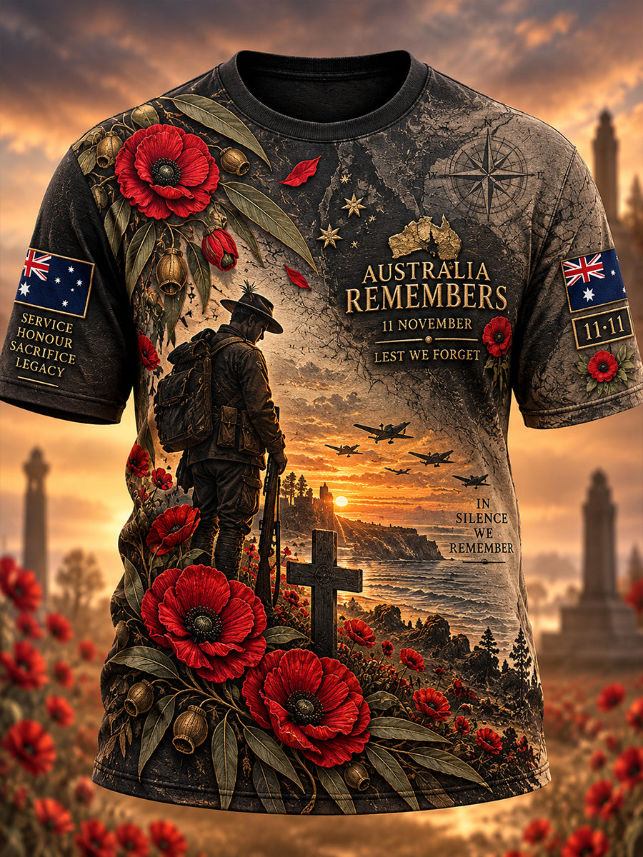 Men's Australian Veterans Remembrance Day Short Sleeves T-Shirt