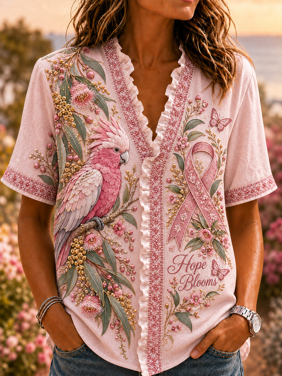 Women's Australia Breast Cancer Awareness Cotton-Linen Shirt