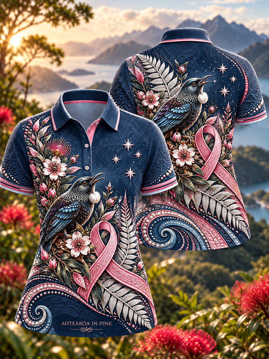 Women's New Zealand Breast Cancer Awareness Polo T-Shirt