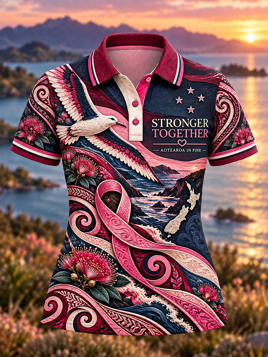 Women's New Zealand Breast Cancer Awareness Polo T-Shirt