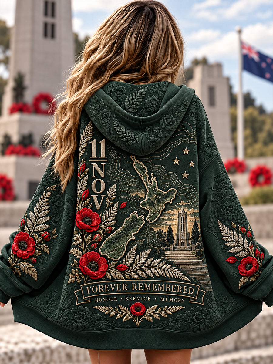 Women's New Zealand Veterans Remembrance Day Zip-Up Hoodie