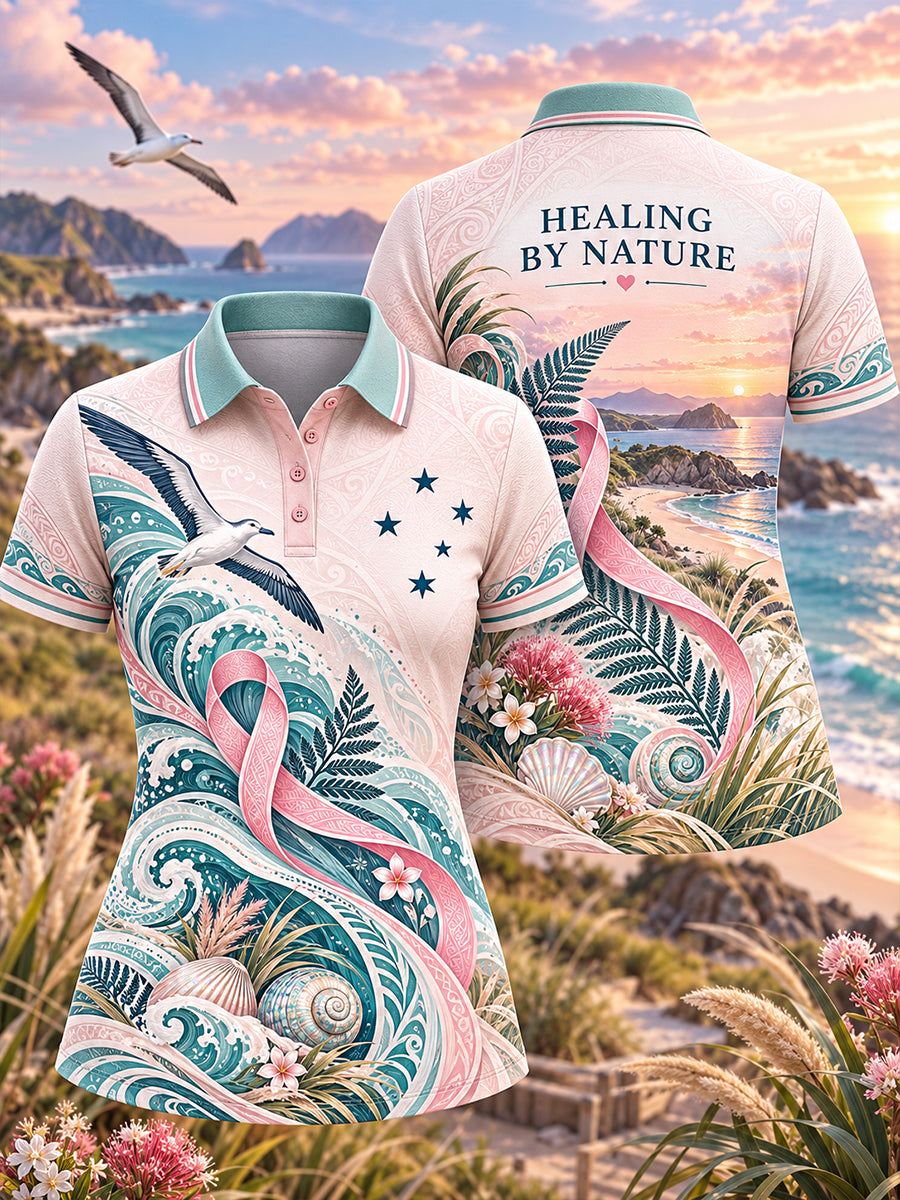 Women's New Zealand Breast Cancer Awareness Polo T-Shirt