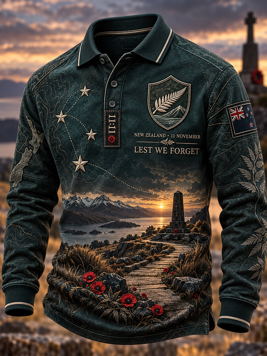 Men's New Zealand Veterans Remembrance Day Long Sleeve Shirt