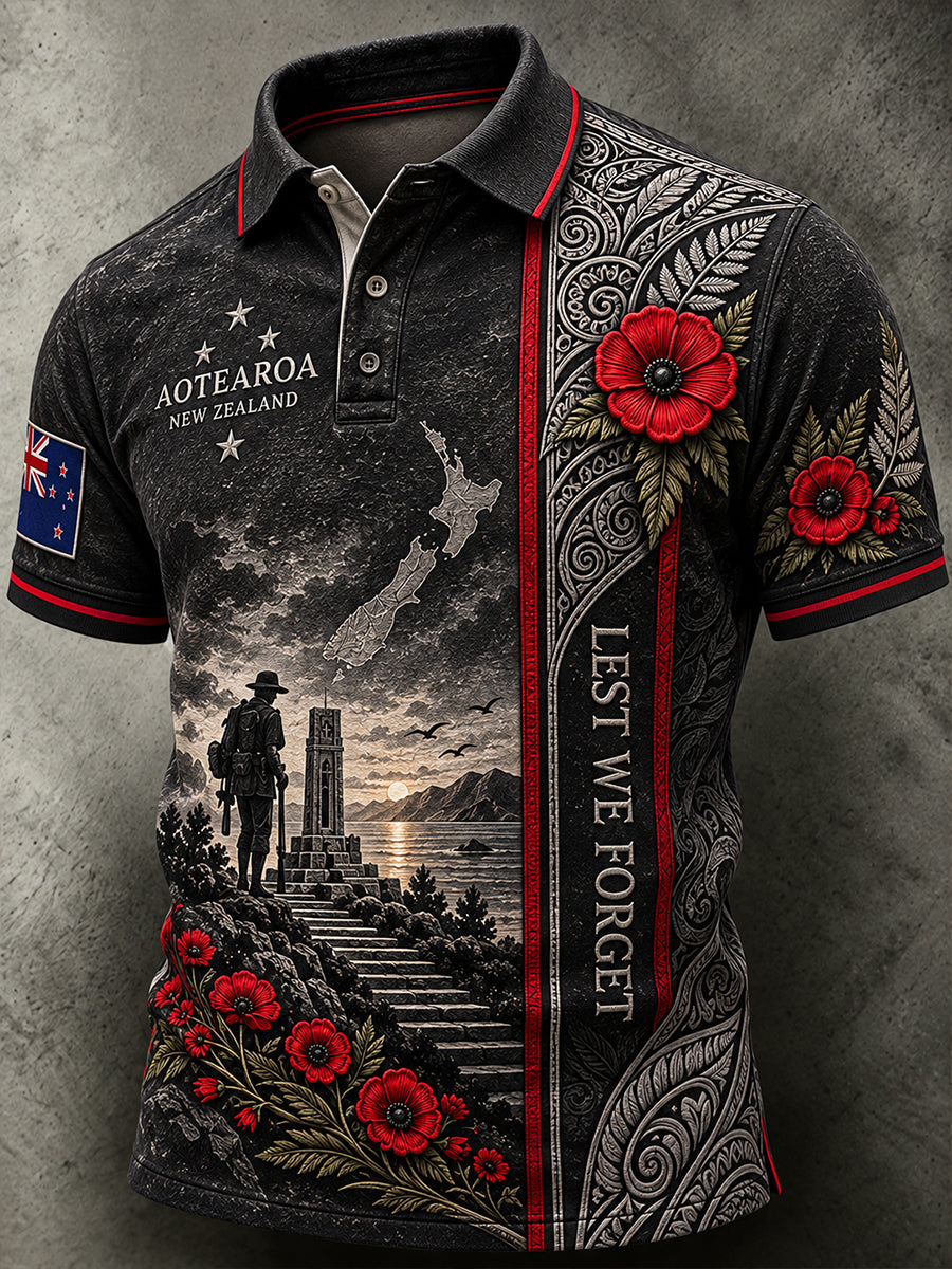 Men's New Zealand Veterans Remembrance Day Short Sleeve Shirt