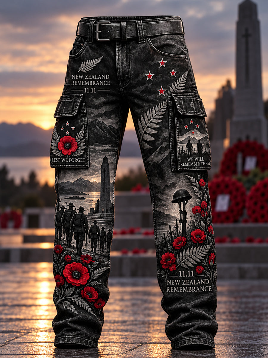 Men's New Zealand Veterans Remembrance Day Casual Work Trousers