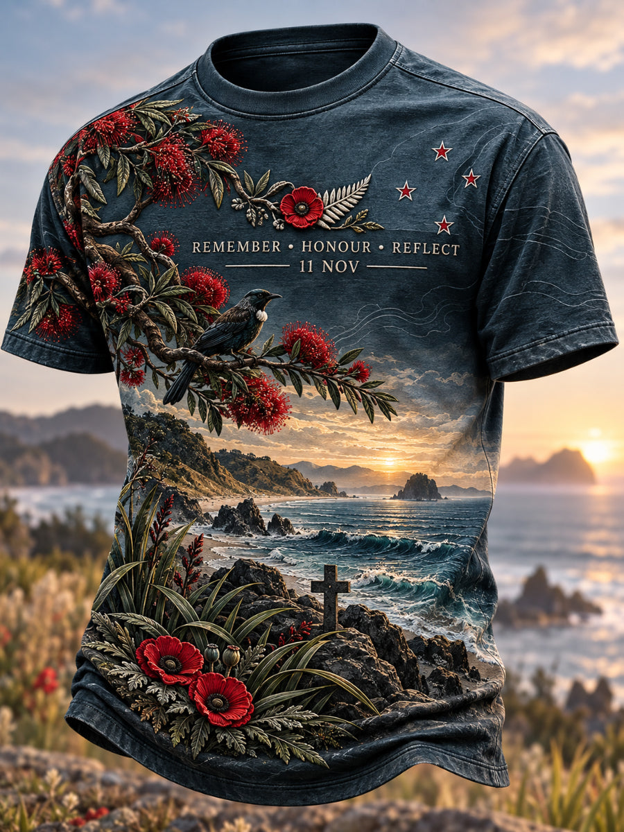 Men's New Zealand Veterans Remembrance Day Short Sleeves T-Shirt