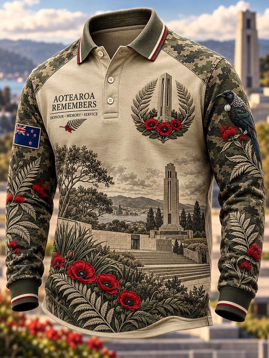 Men's New Zealand Veterans Remembrance Day Long Sleeve Shirt