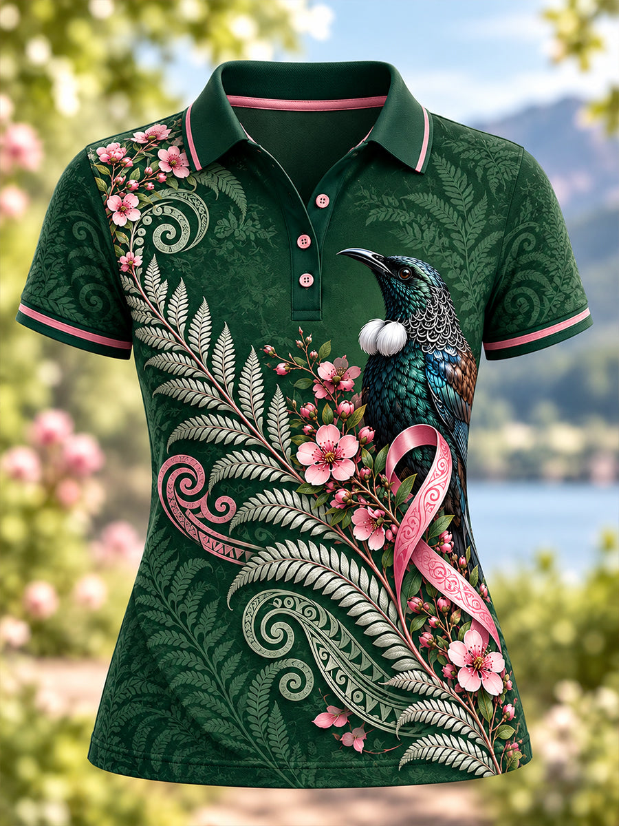 Women's New Zealand Breast Cancer Awareness Polo T-Shirt