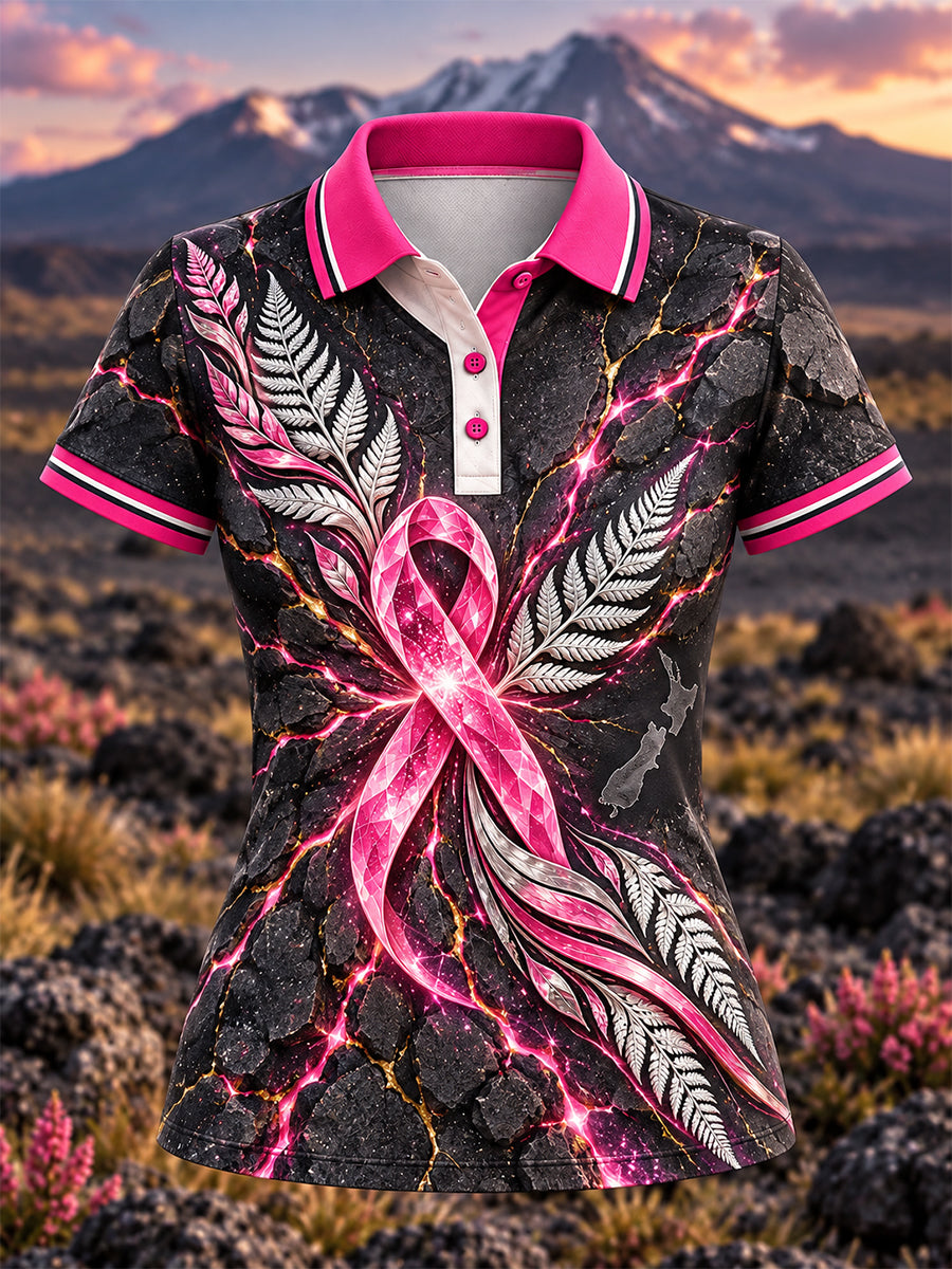 Women's New Zealand Breast Cancer Awareness Polo T-Shirt