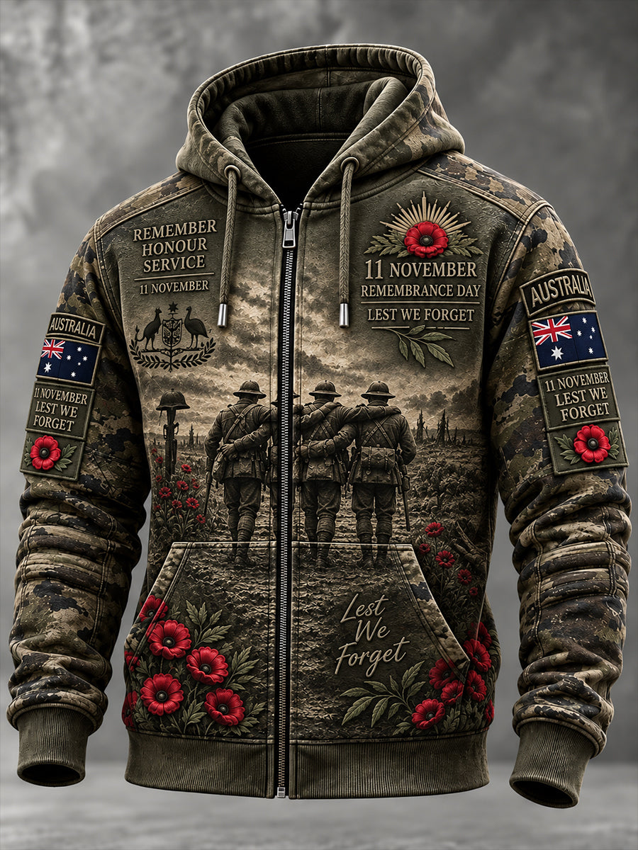 Men's Remembrance Day In Australia Zip-Up Hoodie