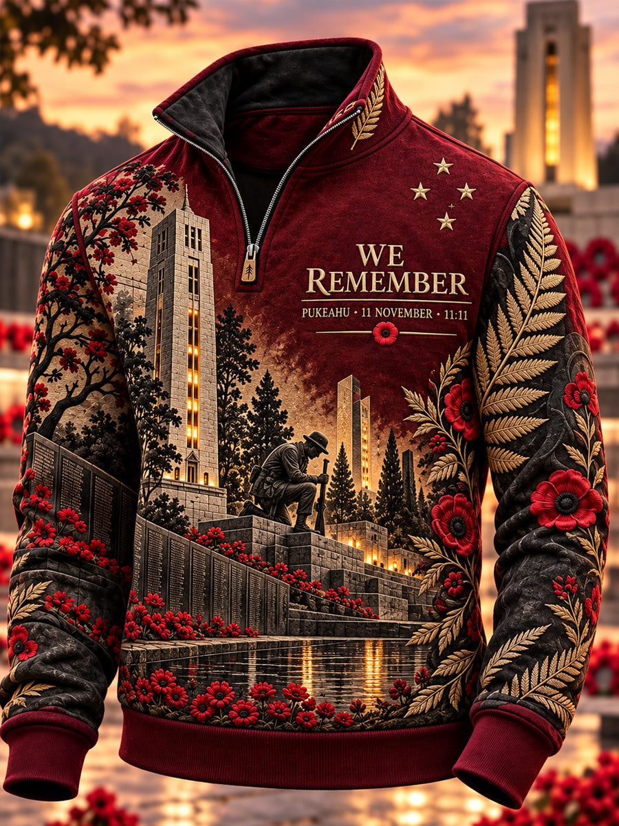 Men's New Zealand Veterans Remembrance Day Half-Zip Sweatshirt