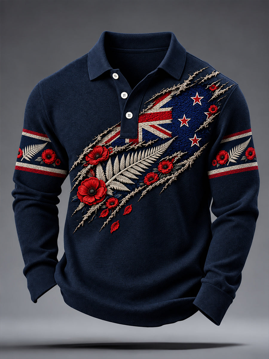 Men's New Zealand Veteran Remembrance Day Long Sleeve Shirt