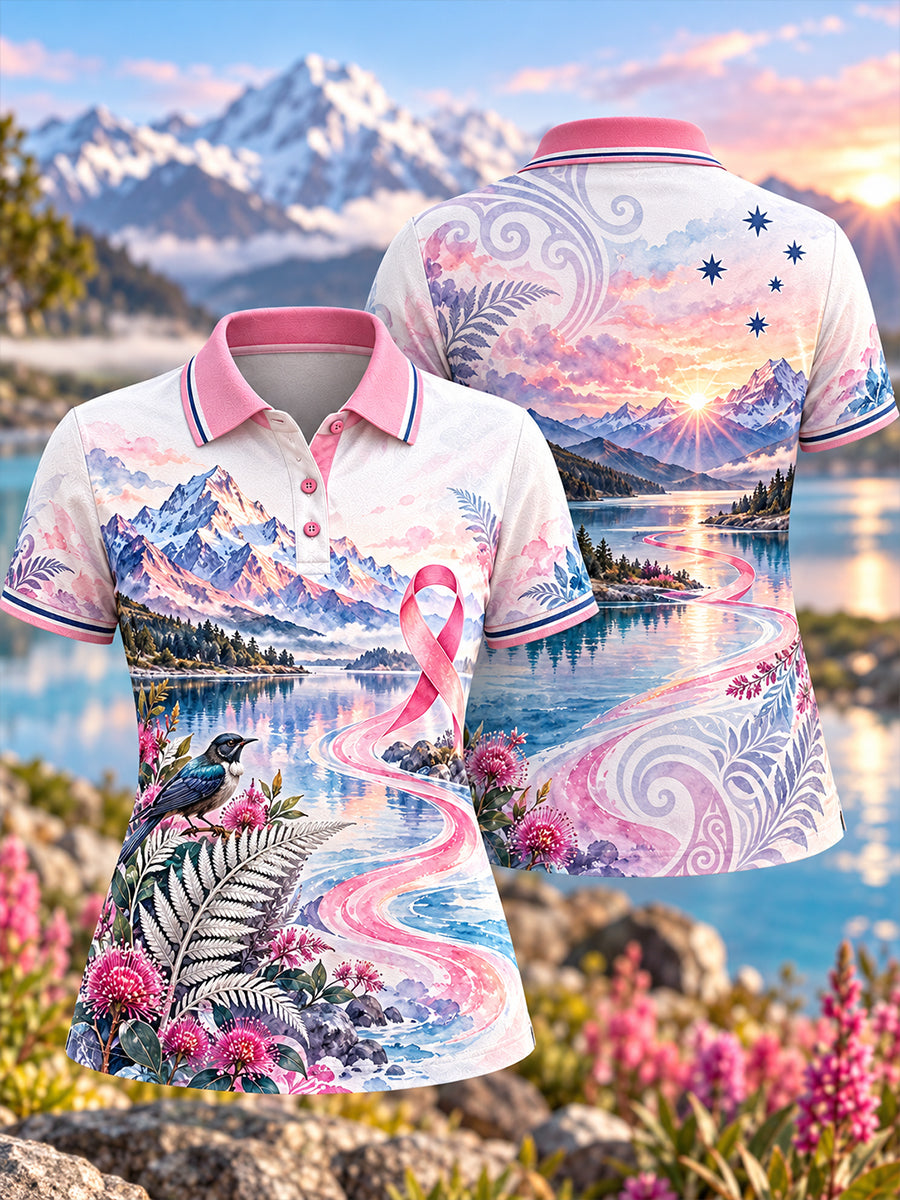 Women's New Zealand Breast Cancer Awareness Polo T-Shirt