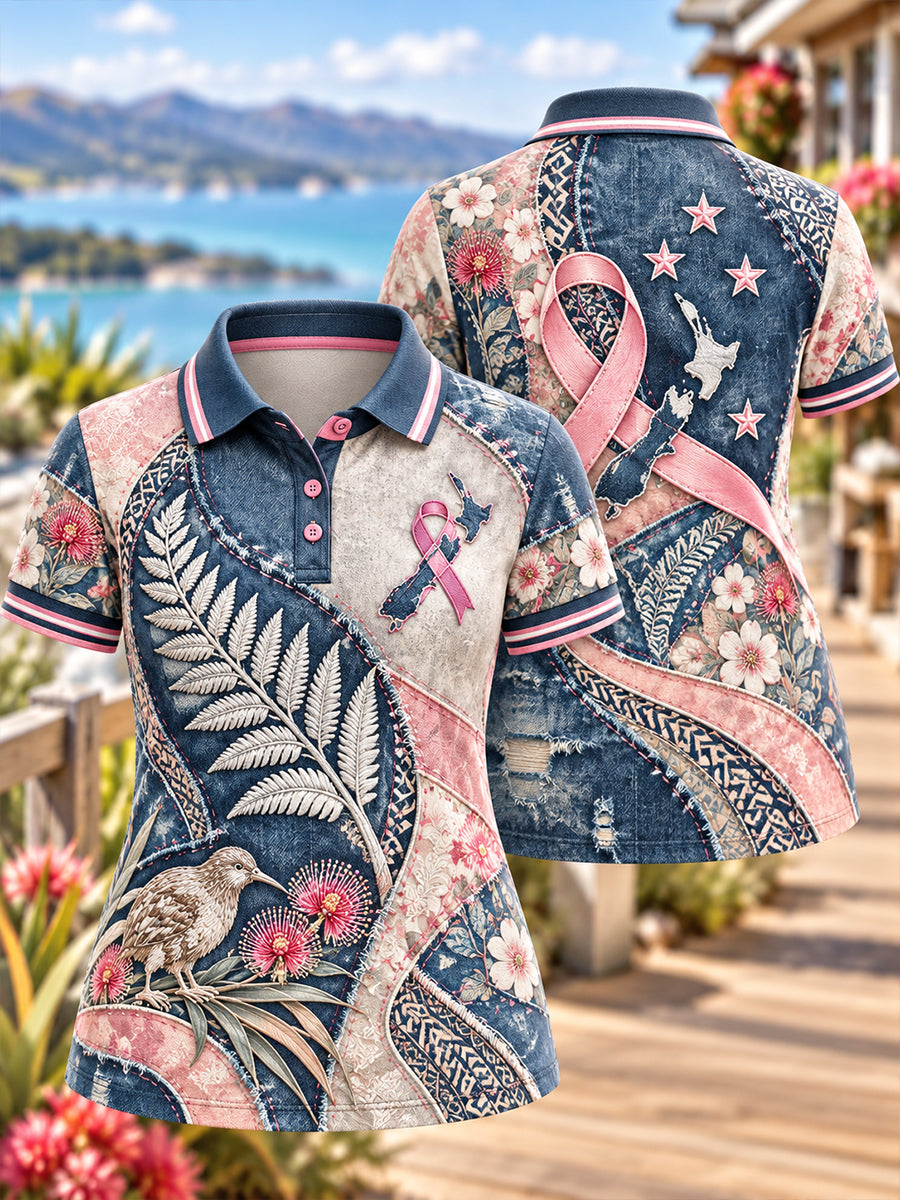 Women's New Zealand Breast Cancer Awareness Polo T-Shirt