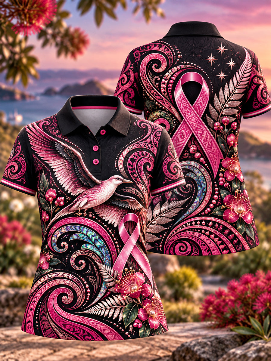 Women's New Zealand Breast Cancer Awareness Polo T-Shirt