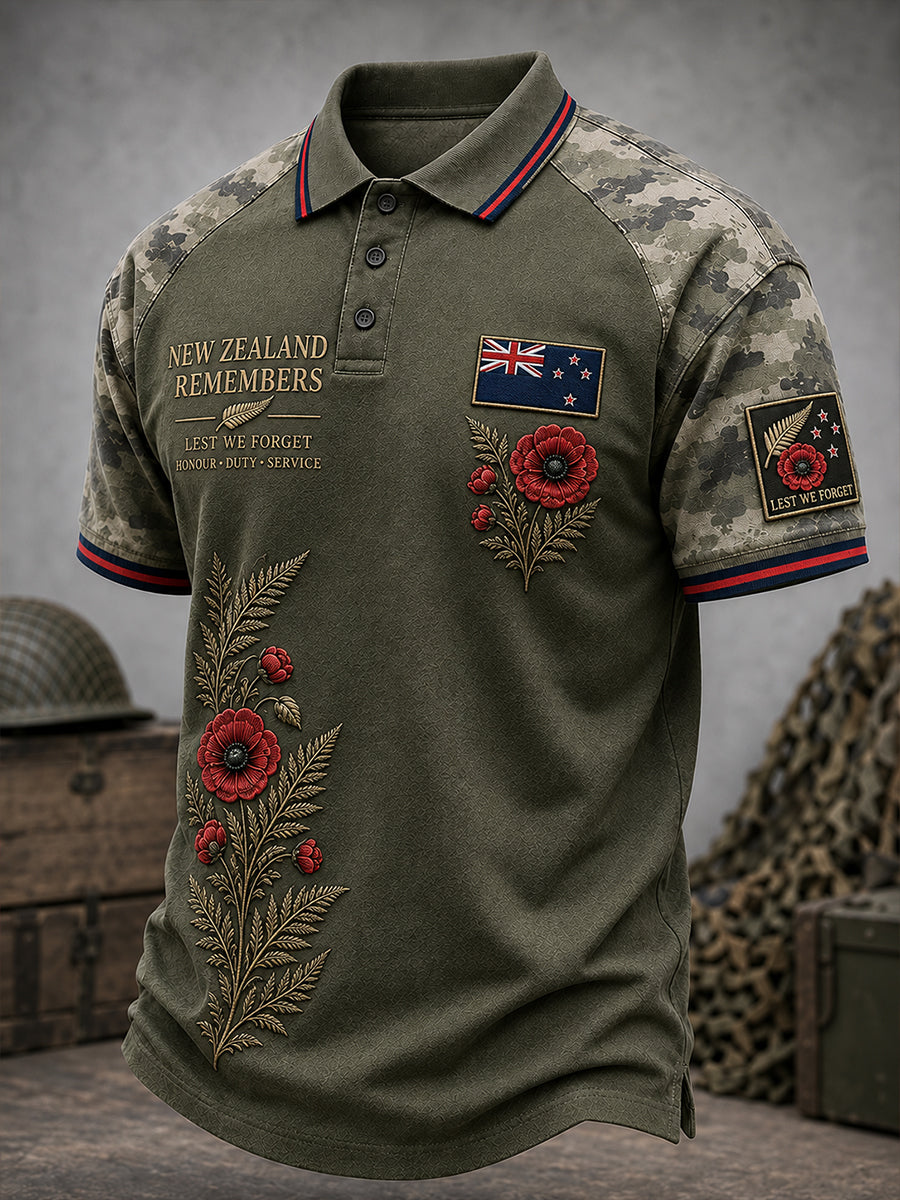 Men's New Zealand Veterans Remembrance Day Short Sleeve Shirt