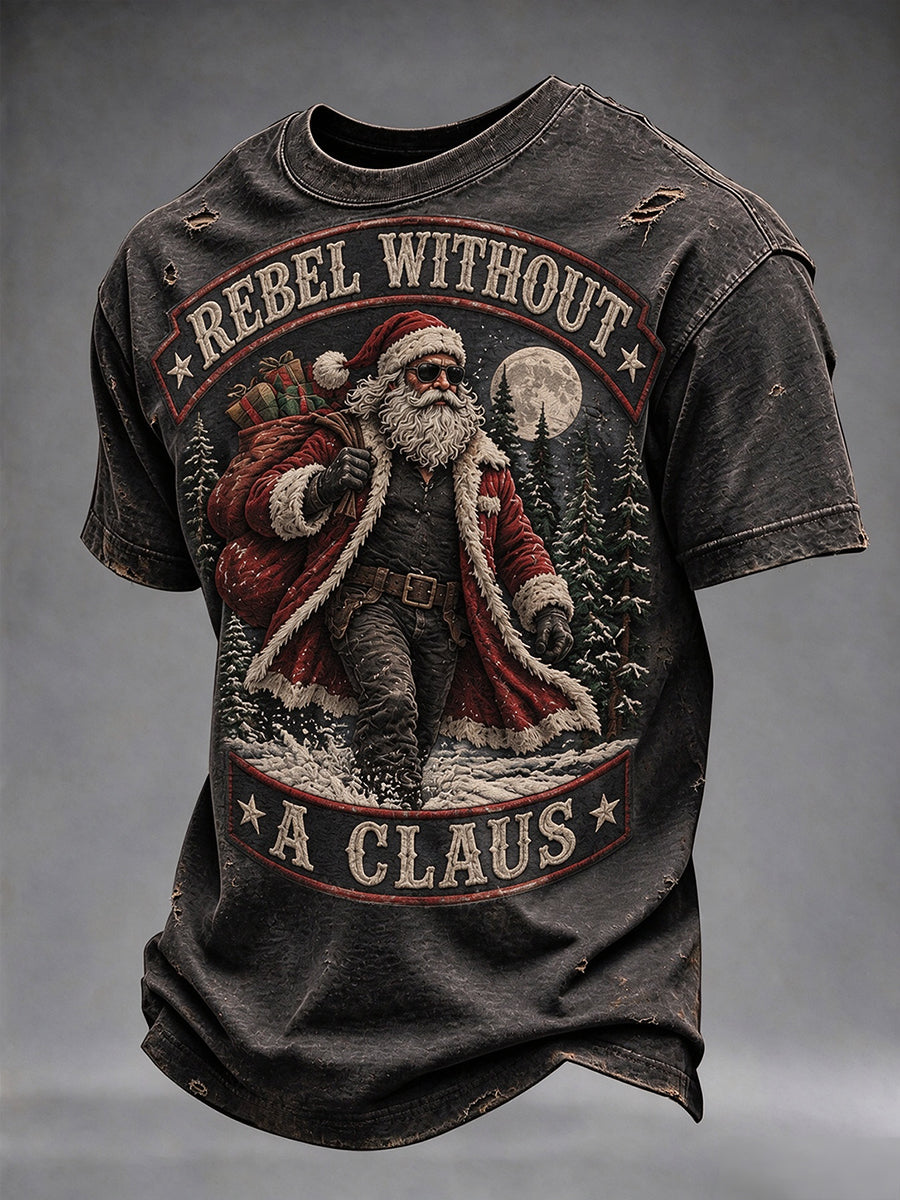 Men's Rebel Without A Claus Christmas T-shirt
