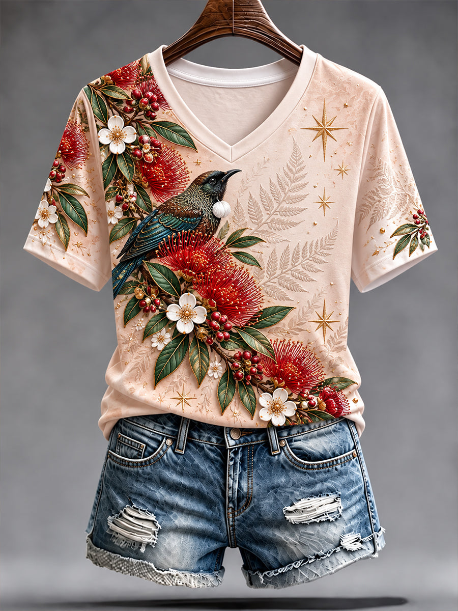 Women's Christmas In New Zealand Short-Sleeved T-Shirt