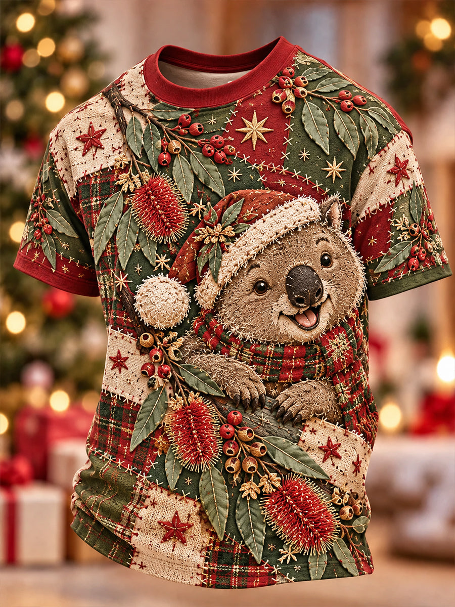 Men's Au Merry Aussie Christmas Art Print Short-Sleeved T-Shirt