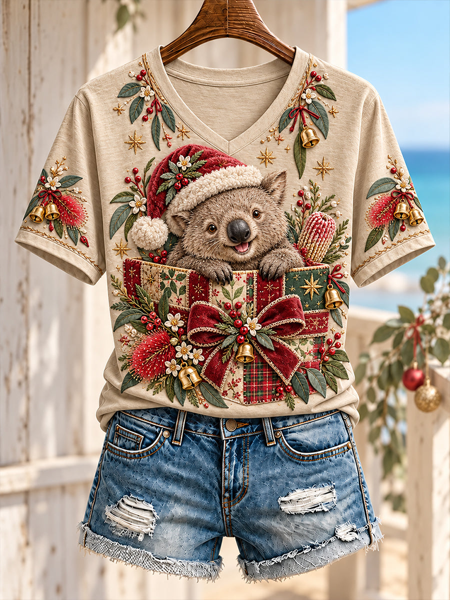 Women's Au Merry Aussie Christmas Printed T-Shirt