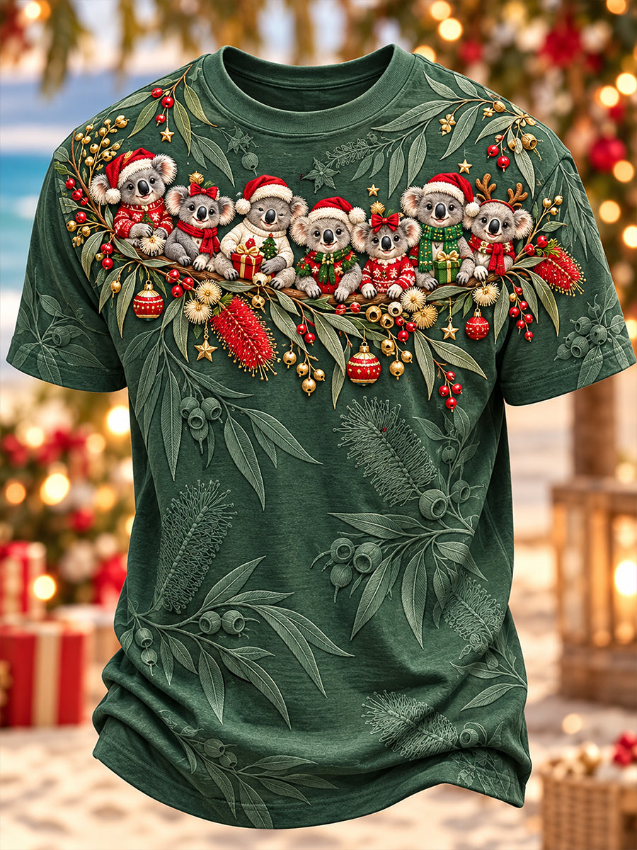 Men's Au Merry Aussie Christmas Art Print Short-Sleeved T-Shirt