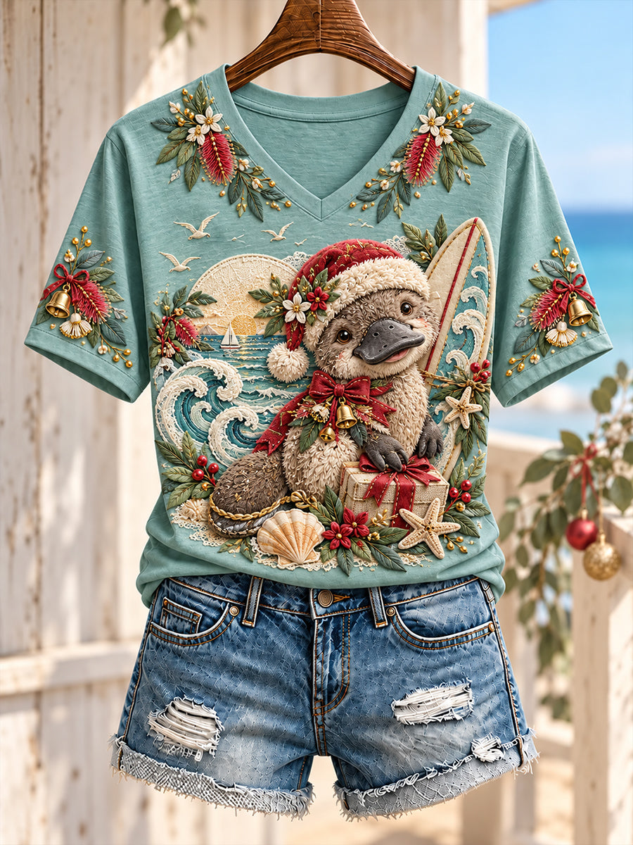 Women's Au Merry Aussie Christmas Printed T-Shirt