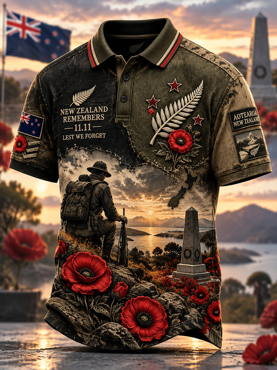 Men's New Zealand Veterans Remembrance Day Short Sleeve Shirt