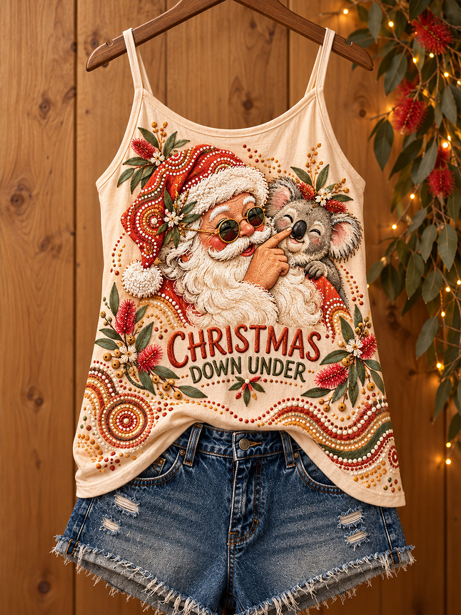 Women's AU Christmas Aboriginal Culture Art Printed Tank Tops