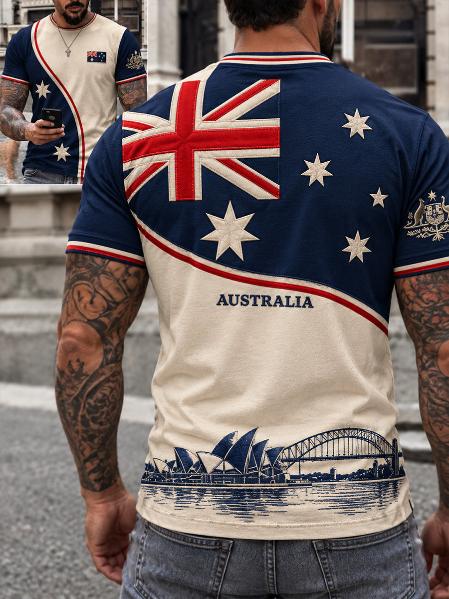 Men's Australia Day Proud Aussie Art Printed T-shirt