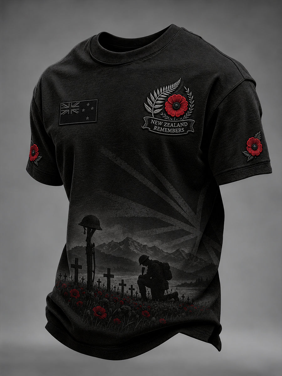 Men's Remembrance Day For New Zealand Veterans Short Sleeve T-Shirt