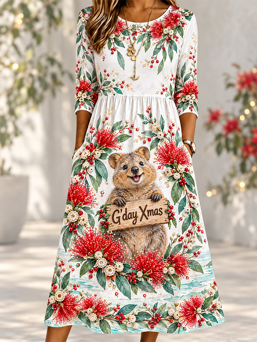 Women's Australian Christmas printed Dress