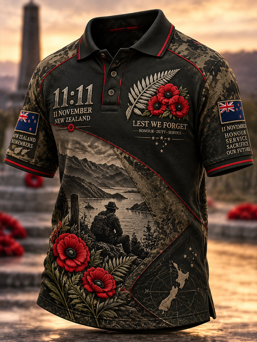 Men's New Zealand Veterans Remembrance Day Short-Sleeved Shirt