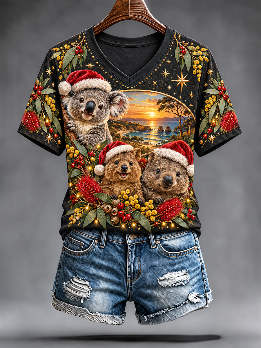 Women's Retro Australian Christmas Short-Sleeve T-Shirt