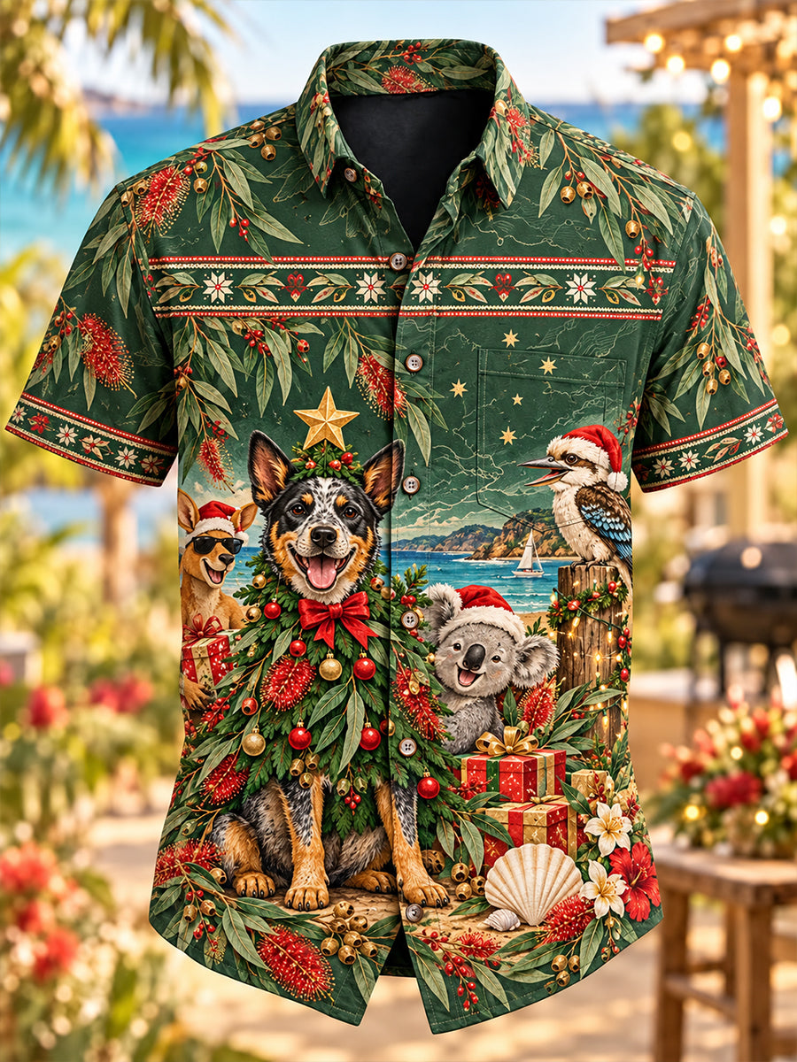 Men's Christmas In Australia Art Print Short-Sleeved Shirt