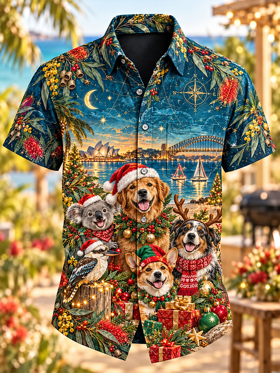 Men's Christmas In Australia Art Print Short-Sleeved Shirt
