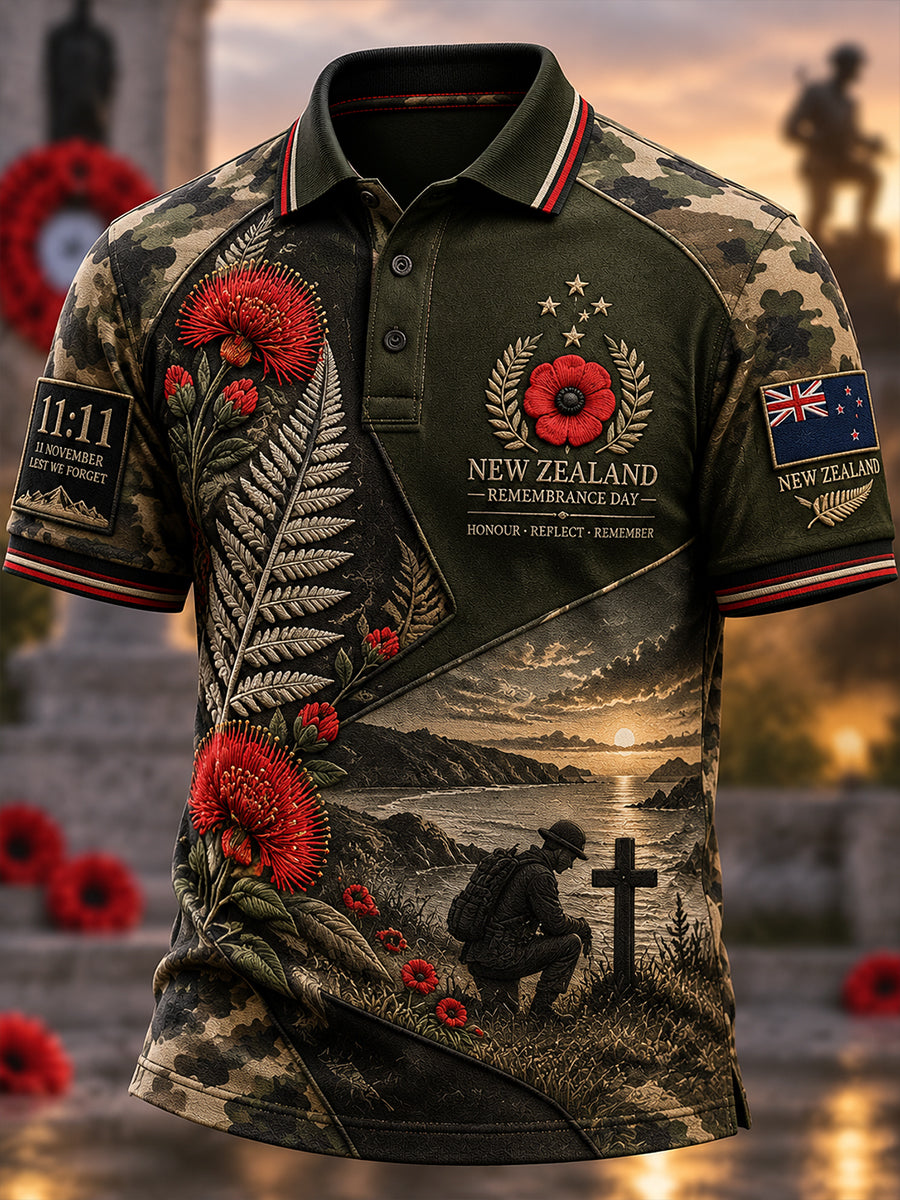 Men's New Zealand Veterans Remembrance Day Short Sleeve Shirt
