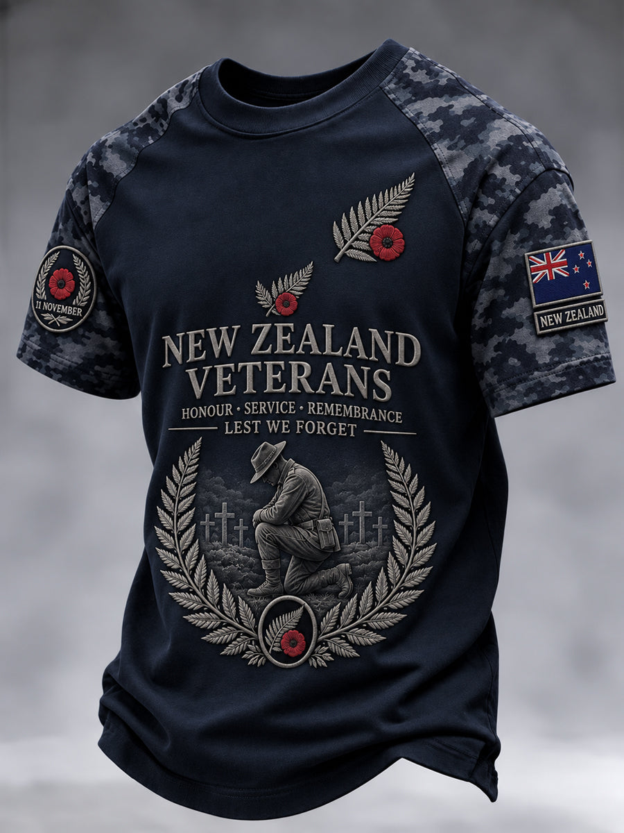 Men's New Zealand Veterans Remembrance Day Short Sleeve T-Shirt